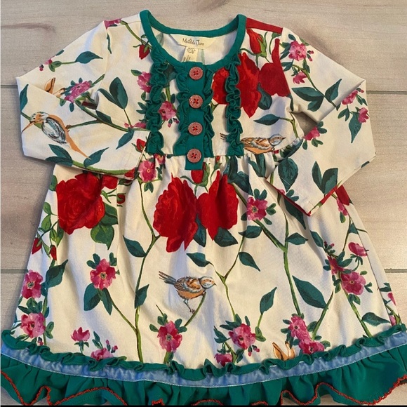 Matilda Jane Santa's Helper Floral Holiday Christmas Dress - Picture 3 of 3